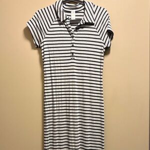 Aerie Black and Grey Striped Maxi Dress